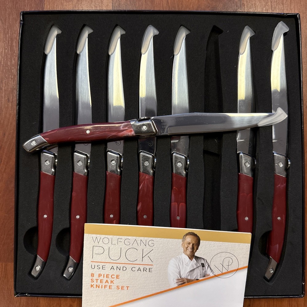 New Wolfgang Puck 8 Piece 4.5 Inch Steak Knife Set High Carbon Steel