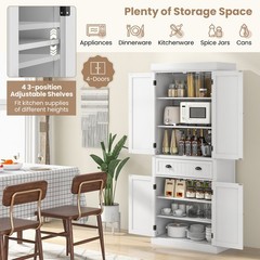 Bestcomfort Kitchen Cabinet Pantry Cupboard Freestanding w/Shelves White