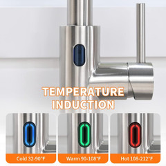 Touchless Kitchen Faucet with Pull down Sprayer LED Light Single Handle Kitchen