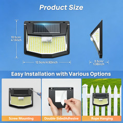 Solar Power 248 LED Lights Outdoor PIR Motion Sensor Security Garden Wall Lamp
