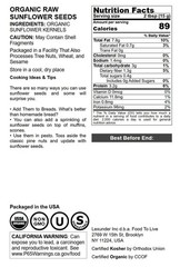 Organic Sunflower Seeds – Hulled, Non-GMO, Unsalted, Kosher – by Food to Live