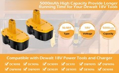 18V 7.0Ah 6Ah Battery / Charger For Dewalt 18 VOLT DC9099 DC9096-2 DC9096 DC9098