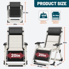 NAIZEA Adults Foldable Zero Gravity Chair Reclining Lounge Chairs w/Headrest