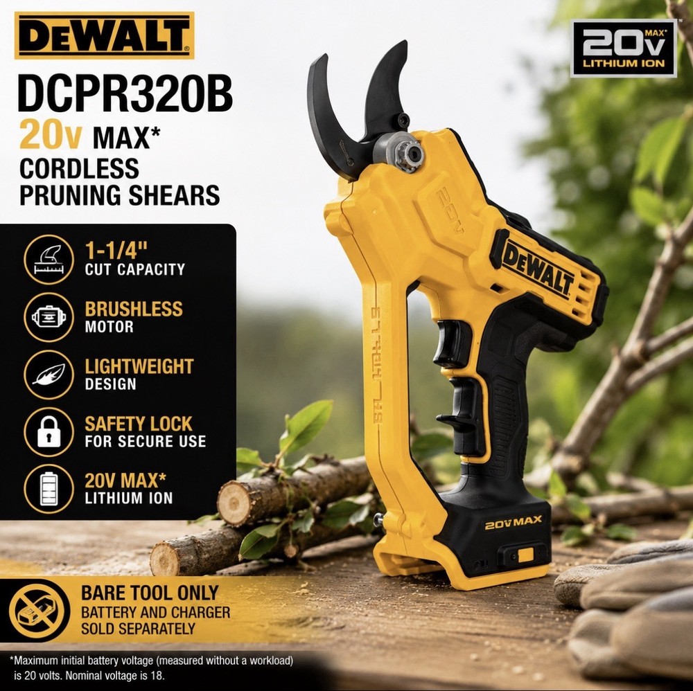DEWALT DCPR320B 20V MAX Cordless Pruning Shears Bare Tool Only