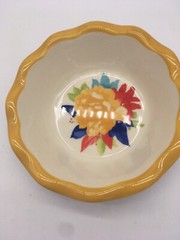 PIONEER WOMAN Stoneware Salad Bowl Plate White Yellow RED Floral Design