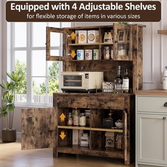 63″ Tall Kitchen Pantry Cabinet with Drawers, Hutch Cabinet with Microwave Stand