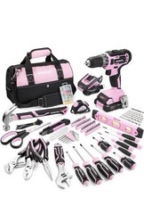 Workpro 157pc Tool Set and Bag w/ 20V Cordless Drill Driver PINK