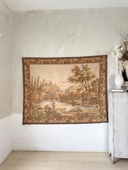5.7ftx4.6ft Vintage Tapestry Wall Hanging French Landscape Scene JP Label Earth