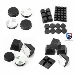 10x Rubber Feet Bumpons, Self Adhesive Pads, Black Round/Square, Small & Large