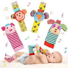 Infant Rattle Socks Toys 0 to 12 Months, Baby Wrist Rattle Foot Finder Socks Set
