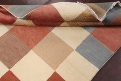 Checkered Oriental Area Rug 4×6 Hand-knotted Wool Modern Style for Any Room