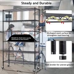 5/6 Tier Wire Shelving Unit NSF Metal Shelf Rack Adjustable For Home-saving