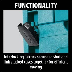 15.5 In. Large Interlocking Tool Box | Makita X Storage Portable Plastic Blue