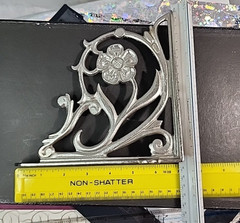 3 pcs lot of Shelf Brackets Iron Silver Finish Floral Ornate Decorative 7″ x 7″