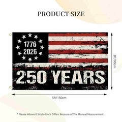 250 Years America Flag, 3X5 Ft, USA 250Th Anniversary Patriotic Design,1776-2026