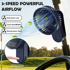 Rechargeable Magnetic Golf Cart Clip-On Fan Portable 3-Speed Mini Cooling Fans