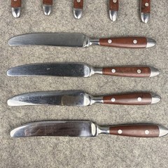 Williams Sonoma Cafe Bois Stainless Flatware Brown Woodgrain Bistro 40 Pc Set