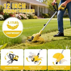 Cordless Weed Eater Electric Brush Cutter Lawn Edger Grass String Trimmer 4.0Ah