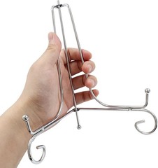 8 Inch Silver Iron Display Stands – 2 Pack, Foldable & Durable for Photos, Ar…