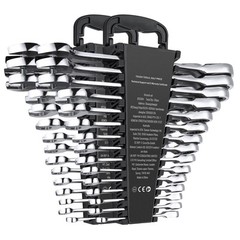 Combination Wrench Set 30 PCS SAE 1/4″ to 1″, Metric 8mm to 24mm Organizer Rack