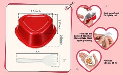 30 Sets Mini Heart Cake Pan with Lids and Scoops 1.86 Oz/ 55 ml Mini Heart
