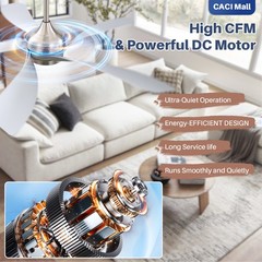 Nickel+Silver,52-in,Smart Ceiling Fan,Stepless Dimmable Lights,Voice+APP+Remote.