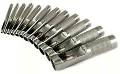 12pc HOLLOW PUNCH SET CUTS HOLES IN LEATHER PLASTIC RUBBER GASKET VINYL PAPER