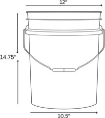 5 Gallon Plastic Bucket MADE IN USA Food Grade BPA Free -Screw on Lid- Pack of 3