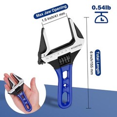 WORKPRO 6-inch Stubby Adjustable Wrench 1.5″ Wide Jaw Opening Wrench Metric/SAE