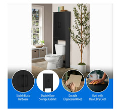 Ardent Over Toilet Storage Cabinet Black Bathroom Space Saver Shelf
