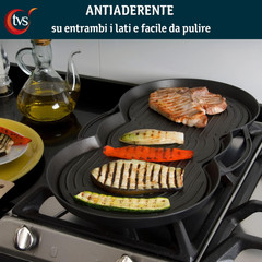 Italian TVS All-Purpose Double-Sided Aluminum Grill Plate – Non-Stick, Oven Safe