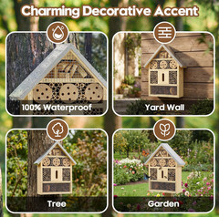 Insect Hotel&Mason Bee House-Butterfly House,Multi-Functional Bee Hotel 4 Garden