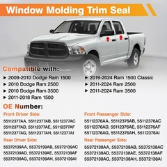 4PCS Window Weatherstrip Seal For Dodge Ram 1500 2500 3500 Crew Cab 2009-2024