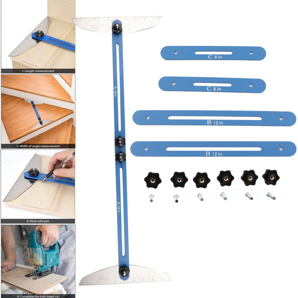 Stair Treads Gauge Template Tool Stair Jig Measuring Stair Shelf Scribe 11-60″