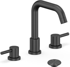 Brushed Nickel Bathroom Faucet 3 Hole Wide-spread 8 Inches with Supply Lines
