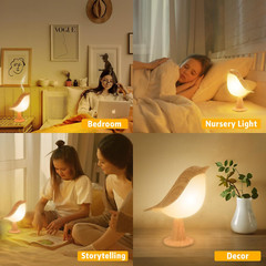 Small Desk Lamp, Bird Lamp Bedside Lamps with 3 Color Temperature and Touch Sens