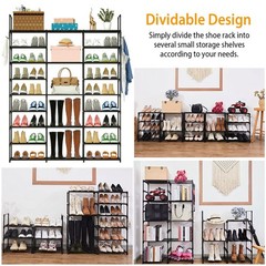 9 Tiers Large Capacity Metal Shoe Rack 50-Pair Shoe Organizer Shoe Storage Tall