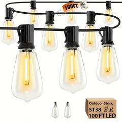 50-200FT LED Outdoor String Lights ST38 Shatterproof 2700K Patio Lights