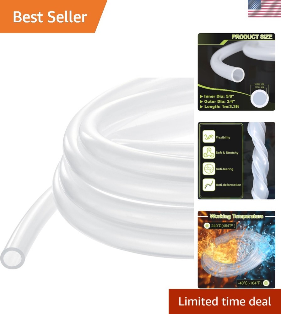 3.3FT Pure Silicone Tubing 5/8″ ID x 3/4″ OD – High Temp for Hot Water & More