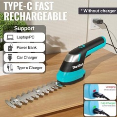DURATECH 3-in-1 7.2V Cordless Hedge Trimmer 50″ Extension Pole Battery USB-C USA