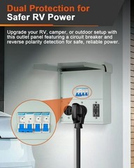 RV Electrical Outlet Panel with Breaker, Temporary Power Outlet 20/30/50 Amp