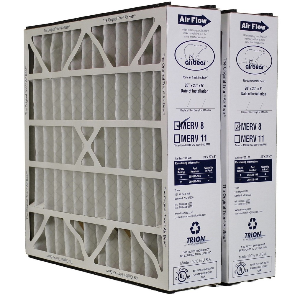 Trion Air Bear 255649-103 (2 Pack) Pleated Furnace Air Filter 20″x20″X5″ MERV 8