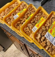 Mac’s pork cracklins/chicharrones caseros fried out pork fat 8 oz X 6 Trays= 3Lb