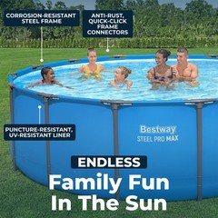Bestway Steel Pro MAX 15′ x 48″ Round Above Ground Swimming Pool for Backyard