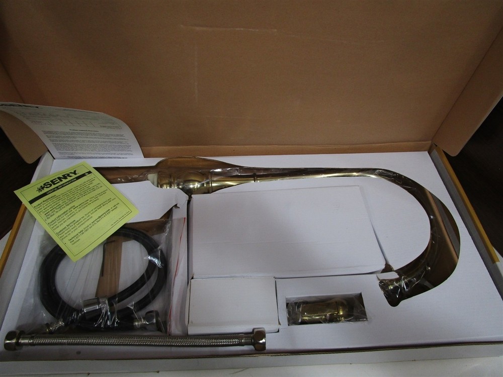 SENRY 5451-480B Wide-Spread ROMAN KITCHEN Faucet POLISHED BRASS with Sprayer NEW