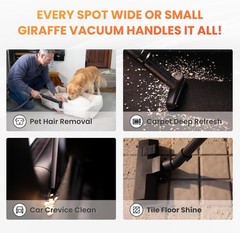 Giraffe Tools 1200W Wet Dry Vacuum Cleaner with 30FT Retractable Hose Wall mount