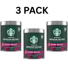 Starbucks Premium Instant Coffee Dark Roast 3.17 oz 3 Pack Strong Coffee