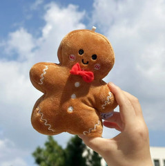 17cm Cute Christmas Gingerbread Man Plush Toy Xmas Tree Ornament Gift