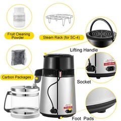 VEVOR 4L Water Distiller Purifier Machine Countertop Stainless Steel Interior