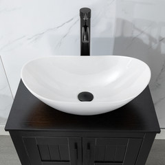 Bathroom Vessel Sink Glass Ceramic Bowl Drain Faucet Combo Pop Up Basin Set US